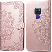 Yihang Boutique Huawei Mate 20 ile Uyumlu El Standı Fonksiyonlu Cüzdan Kabartmalı Pu Deri Kart Tutucu (Yurt Dışından)