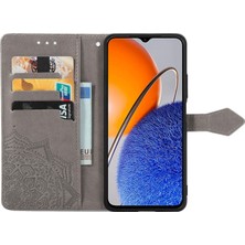 Yihang Boutique Huawei Nova Y61 ile Uyumlu El Standı Fonksiyonlu Cüzdan Kabartmalı Pu Deri Kart Tutucu (Yurt Dışından)