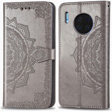 Yihang Boutique Huawei Mate 30 Pro ile Uyumlu El Standı Fonksiyonlu Cüzdan Kabartmalı Pu Deri Kart Tutucu (Yurt Dışından)