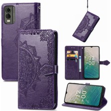 Yihang Boutique Nokia C32 ile Uyumlu El Standı Fonksiyonlu Cüzdan Kabartmalı Pu Deri Kart Tutucu (Yurt Dışından)