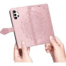 Yihang Boutique Samsung Galaxy A32 4g ile Uyumlu El Standı Fonksiyonlu Cüzdan Kabartmalı Pu Deri Kart Tutucu (Yurt Dışından)