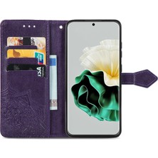 Yihang Boutique Huawei P60 ile Uyumlu El Standı Fonksiyonlu Cüzdan Kabartmalı Pu Deri Kart Tutucu (Yurt Dışından)