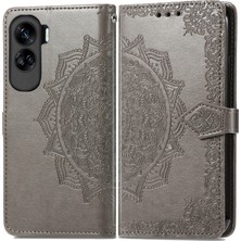 Yihang Boutique Honor 90 Lite ile Uyumlu El Standı Fonksiyonlu Cüzdan Kabartmalı Pu Deri Kart Tutucu (Yurt Dışından)