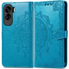 Yihang Boutique Honor 90 Lite ile Uyumlu El Standı Fonksiyonlu Cüzdan Kabartmalı Pu Deri Kart Tutucu (Yurt Dışından)