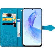 Yihang Boutique Honor 90 Lite ile Uyumlu El Standı Fonksiyonlu Cüzdan Kabartmalı Pu Deri Kart Tutucu (Yurt Dışından)