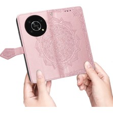 Yihang Boutique Huawei Nova Y90 ile Uyumlu El Standı Fonksiyonlu Cüzdan Kabartmalı Pu Deri Kart Tutucu (Yurt Dışından)