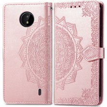 Yihang Boutique Nokia C20 ile Uyumlu El Standı Fonksiyonlu Cüzdan Kabartmalı Pu Deri Kart Tutucu (Yurt Dışından)