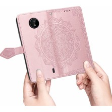 Yihang Boutique Nokia C20 ile Uyumlu El Standı Fonksiyonlu Cüzdan Kabartmalı Pu Deri Kart Tutucu (Yurt Dışından)