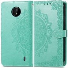 Yihang Boutique Nokia C20 ile Uyumlu El Standı Fonksiyonlu Cüzdan Kabartmalı Pu Deri Kart Tutucu (Yurt Dışından)