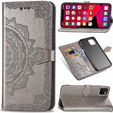 Yihang Boutique iPhone 11 Pro Max ile Uyumlu El Standı Fonksiyonlu Cüzdan Kabartmalı Pu Deri Kart Tutucu (Yurt Dışından)