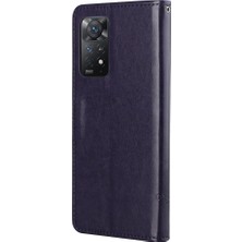 4U Sky Xiaomi Redmi Için Note 12 Pro 4g/11 Pro 4g (Mediatek)/note 11 Pro 5g (Qualcomm) Baskısı Kelebek Çiçek Cüzdanı Kap Kapağı Pu Deri Stand Telefon Case-Dark Mor (Yurt Dışından)