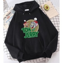 Populus Tom ve Jerry Logolu Yeni Yıl Kapşonlu Sweatshirt