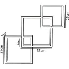 Ela Wood Working Iç Içe Geçen Özel Tasarım Doğal Ahşap 3'lü Kare Duvar Rafı