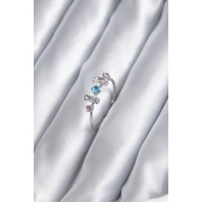 Clariss Gümüş Renk Renkli Zirkon Taşlı Kadın Yüzük