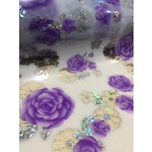 ŞEFFAF DESENLİ 80cm x 150cm MASA ÖRTÜSÜ 1.7mm KALIN PVC KAYMAZ MASA ÖRTÜSÜ MOR