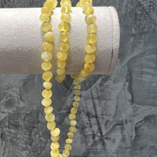 Amber By Mazukna Baltık Damla Kehribar Kolye, Yetişkin Serbest Kesim Mat Sarı Renk Takı