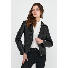 Nero Leather Fur Spor Kadın Deri Ceket