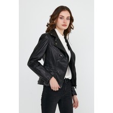Nero Leather Fur Spor Kadın Deri Ceket
