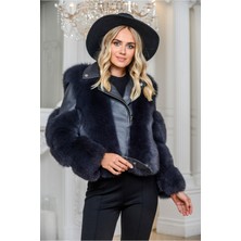 Nero Leather Fur Beden ve Kollar Kürk Detaylı Kadın Deri Ceket