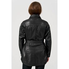 Nero Leather Fur Gömlek Model Kadın Deri Ceket