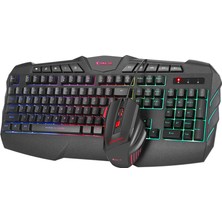 Canpay LED Rgb Aydınlatmalı, Harici Ateş Etme Tuşlu, Yüksek Performanslı Oyuncu Seti Gaming Klavye ve Mouse