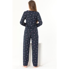 Sudehomewear Uzun Kol Kalp Desenli Pijama Takımı