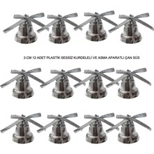 Pandoli Gümüş Renk 3 cm Çan Yılbaşı Süslemesi Çanı Sessiz 12 Adet