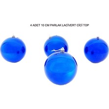 Pandoli Lacivert Renk 10 cm Parlak Yılbaşı Çam Ağacı Cici Topu 4 Adet