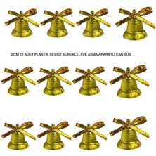 Pandoli Altın Renk 3 cm Çan Yılbaşı Süslemesi Çanı Sessiz 12 Adet