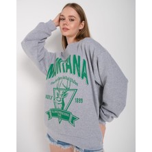 Çtn Mntn Baskılı Içi Şardonlu Uzun Bisiklet Yaka Sweatshirt