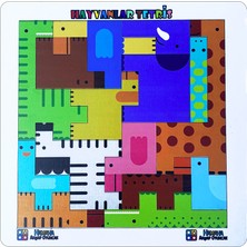 Hamaha Eğitici Ahşap Oyuncak Mini Hayvanlar Animals Puzzle Yapboz Bultak Tetris