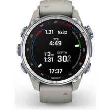 Garmin Descent Mk3 43 mm Paslanmaz Çelik Fog Gri Silikon Bantlı Akıllı Saat