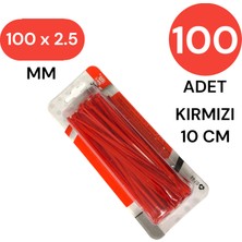 Tek-İş Plastik Kablo Bağı Klipsi Cırt Kelepçe 100 mm x 2.5 mm Kırmızı 100 Adet