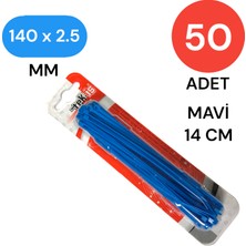 Tek-İş Plastik Kablo Bağı Klipsi Cırt Kelepçe 140 mm x 2.5 mm Mavi 50 Adet