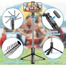 Megamus Selfie Çubuğu Tripod, Kablosuz Uzaktan Kumandalı Genişletilebilir 100CM Selfie Çubuğu