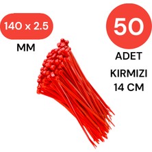 Tek-İş Plastik Kablo Bağı Klipsi Cırt Kelepçe 140 mm x 2.5 mm Kırmızı 50 Adet