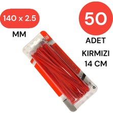 Tek-İş Plastik Kablo Bağı Klipsi Cırt Kelepçe 140 mm x 2.5 mm Kırmızı 50 Adet