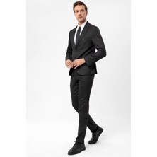 Süvari Slimfit Armürlü Takım Elbise Erkekler İçin Şık Siyah Tasarım Modern Kesim