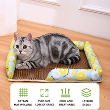 Rattan Mat Şifreli Köpek Evi Liang Mat Nest-Limon Sarı-L (Yurt Dışından)