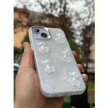 SPHONE Apple iPhone 14 Kılıf Hologramlı Renkli Kalp Kurdele 3D Kabartmalı Ayıcık Kabartmalı Emoji Kristal Şeffaf