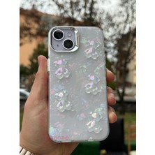 SPHONE Apple iPhone 14 Kılıf Hologramlı Renkli Kalp Kurdele 3D Kabartmalı Ayıcık Kabartmalı Emoji Kristal Şeffaf