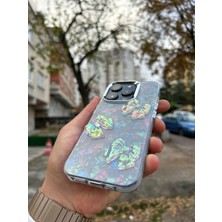 SPHONE Apple iPhone 15 Pro Uyumlu Kılıf Hologramlı Kalp Kurdele 3D Kabartmalı Ayıcık Emoji Kristal Şeffaf Clear