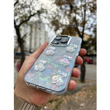 SPHONE Apple iPhone 15 Pro Max Uyumlu Kılıf Renkli Kalp Kurdele 3D Kabartma Ayıcık Emoji Kristal Şeffaf Clear