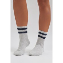 Katia & Bony Erkek Havlu Taban Çizgili Kısa Konç Soket Çorap Gri/Siyah