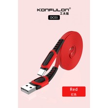 Konfulon Dc-03 Süper Hızlı Type-C Kablo 1m 2.4A - Kırmızı