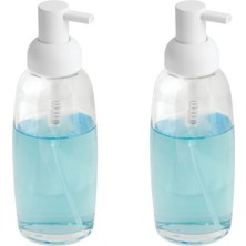 Bosphorus Banyo Seti Sıvı Sabunluk 2 Adet Beyaz Cam  7X7X21CM 300ML