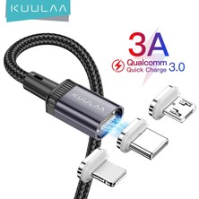 Sourcingasia Kuulaa LED Manyetik Kablo USB Şarj Kablosu Mıknatıs Veri Şarj Cihazı Mikro Kablolar Tel Cep Telefonu Kablosu Kordon (Yurt Dışından)