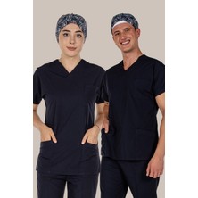 Mert Giyim Lacivert Üst Scrubs Terrycotton Doktor Hemşire Forma