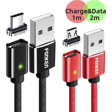 Sourcingasia Manyetik Mikro USB Kablosu Mıknatıs USB Tip C Telefon Kablosu Için Şarj 3A Mobil Hızlı Şarj Kablosu Android Hızlı Veri Kabloları (Yurt Dışından)