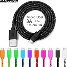 Sourcingasia 0.5/1 M/2 M/3 M Mikro USB Kablosu 3A Örgülü Data Sync USB Şarj Aleti Kablosu Samsung S7 Htc Lg Huawei Xiaomi Android Telefon Kabloları (Yurt Dışından)